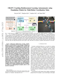 CRAFT: Coaching Reinforcement Learning Autonomously using Foundation Models for Multi-Robot Coordination Tasks