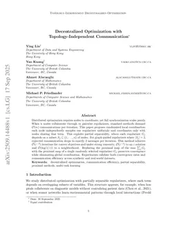 Decentralized Optimization with Topology-Independent Communication