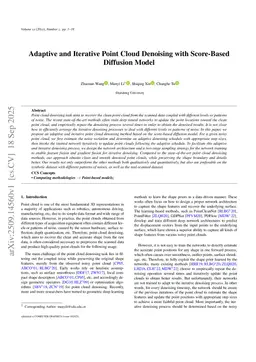 Adaptive and Iterative Point Cloud Denoising with Score-Based Diffusion Model