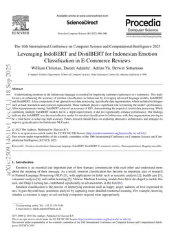 Leveraging IndoBERT and DistilBERT for Indonesian Emotion Classification in E-Commerce Reviews