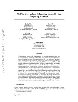 CUFG: Curriculum Unlearning Guided by the Forgetting Gradient