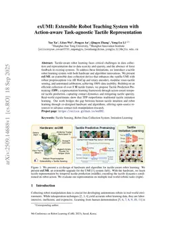 exUMI: Extensible Robot Teaching System with Action-aware Task-agnostic Tactile Representation