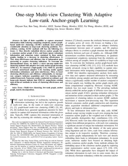 One-step Multi-view Clustering With Adaptive Low-rank Anchor-graph Learning