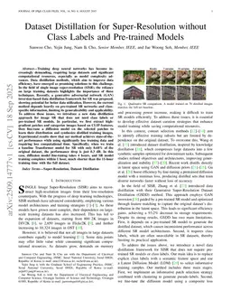 Dataset Distillation for Super-Resolution without Class Labels and Pre-trained Models