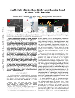 Scalable Multi-Objective Robot Reinforcement Learning through Gradient Conflict Resolution