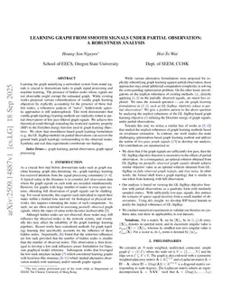 Learning Graph from Smooth Signals under Partial Observation: A Robustness Analysis