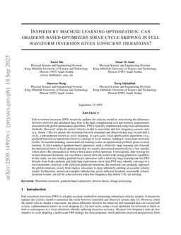 Inspired by machine learning optimization: can gradient-based optimizers solve cycle skipping in full waveform inversion given sufficient iterations?