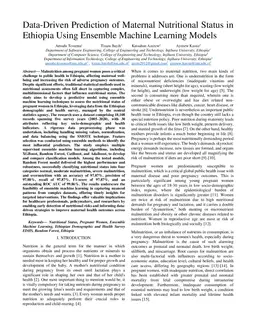 Data-Driven Prediction of Maternal Nutritional Status in Ethiopia Using Ensemble Machine Learning Models