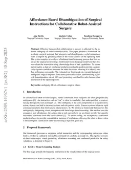 Affordance-Based Disambiguation of Surgical Instructions for Collaborative Robot-Assisted Surgery