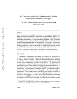 Set Contribution Functions for Quantitative Bipolar Argumentation and their Principles