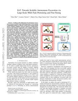 ExT: Towards Scalable Autonomous Excavation via Large-Scale Multi-Task Pretraining and Fine-Tuning