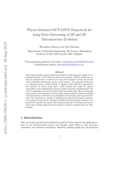 Physics-Informed GCN-LSTM Framework for Long-Term Forecasting of 2D and 3D Microstructure Evolution