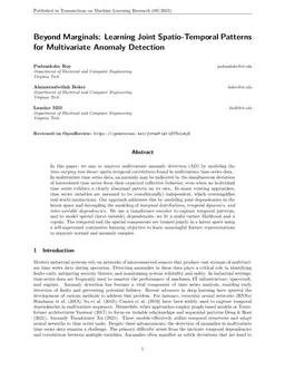 Beyond Marginals: Learning Joint Spatio-Temporal Patterns for Multivariate Anomaly Detection