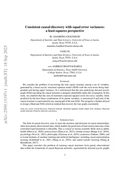 Consistent causal discovery with equal error variances: a least-squares perspective