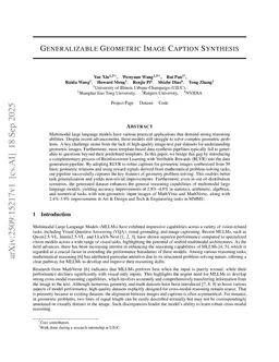 Generalizable Geometric Image Caption Synthesis