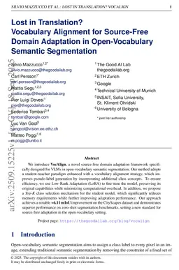 Lost in Translation? Vocabulary Alignment for Source-Free Adaptation in Open-Vocabulary Semantic Segmentation