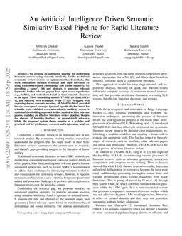 An Artificial Intelligence Driven Semantic Similarity-Based Pipeline for Rapid Literature