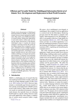 Efficient and Versatile Model for Multilingual Information Retrieval of Islamic Text: Development and Deployment in Real-World Scenarios