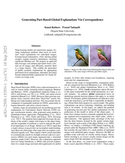 Generating Part-Based Global Explanations Via Correspondence