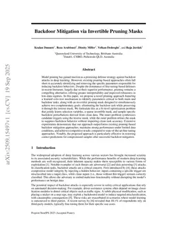 Backdoor Mitigation via Invertible Pruning Masks