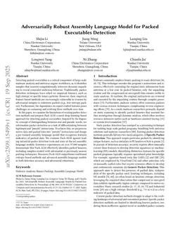 Adversarially Robust Assembly Language Model for Packed Executables Detection