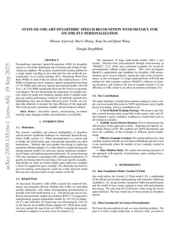 State-of-the-Art Dysarthric Speech Recognition with MetaICL for on-the-fly Personalization