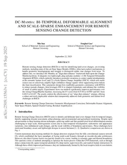 DC-Mamba: Bi-temporal deformable alignment and scale-sparse enhancement for remote sensing change detection