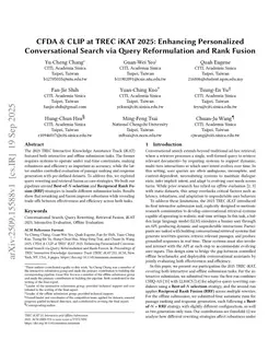 CFDA & CLIP at TREC iKAT 2025: Enhancing Personalized Conversational Search via Query Reformulation and Rank Fusion