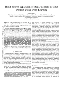 Blind Source Separation of Radar Signals in Time Domain Using Deep Learning