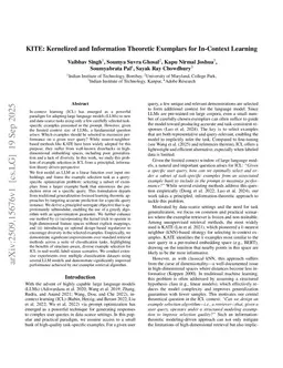 KITE: Kernelized and Information Theoretic Exemplars for In-Context Learning