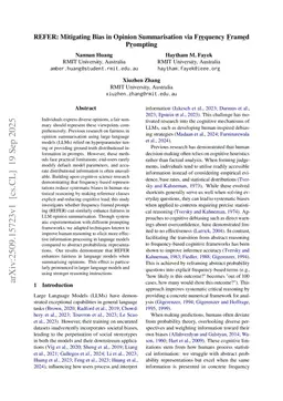 REFER: Mitigating Bias in Opinion Summarisation via Frequency Framed Prompting