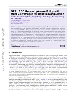 GP3: A 3D Geometry-Aware Policy with Multi-View Images for Robotic Manipulation