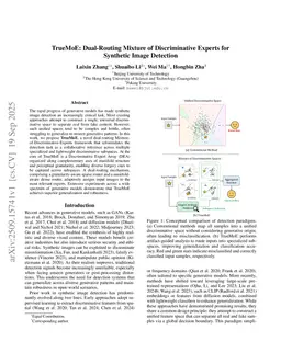 TrueMoE: Dual-Routing Mixture of Discriminative Experts for Synthetic Image Detection