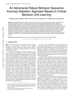 An Adversarial Robust Behavior Sequence Anomaly Detection Approach Based on Critical Behavior Unit Learning