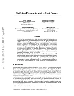 On Optimal Steering to Achieve Exact Fairness