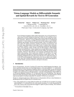 Vision-Language Models as Differentiable Semantic and Spatial Rewards for Text-to-3D Generation