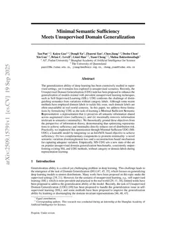 Minimal Semantic Sufficiency Meets Unsupervised Domain Generalization