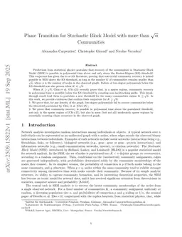 Phase Transition for Stochastic Block Model with more than $\sqrt{n}$ Communities
