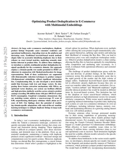 Optimizing Product Deduplication in E-Commerce with Multimodal Embeddings