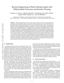 Reverse Engineering of Music Mixing Graphs with Differentiable Processors and Iterative Pruning