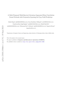 A multi-temporal multi-spectral attention-augmented deep convolution neural network with contrastive learning for crop yield prediction