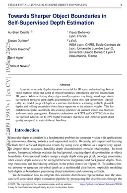 Towards Sharper Object Boundaries in Self-Supervised Depth Estimation