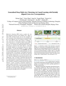 Generalized Deep Multi-view Clustering via Causal Learning with Partially Aligned Cross-view Correspondence