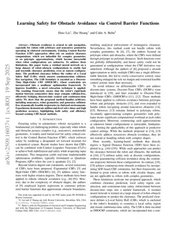 Learning Safety for Obstacle Avoidance via Control Barrier Functions