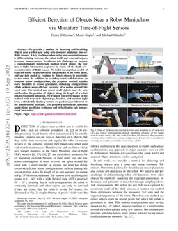Efficient Detection of Objects Near a Robot Manipulator via Miniature Time-of-Flight Sensors