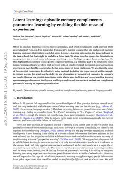 Latent learning: episodic memory complements parametric learning by enabling flexible reuse of experiences