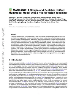 MANZANO: A Simple and Scalable Unified Multimodal Model with a Hybrid Vision Tokenizer