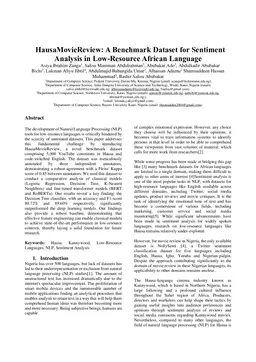HausaMovieReview: A Benchmark Dataset for Sentiment Analysis in Low-Resource African Language