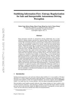 Stabilizing Information Flow Entropy: Regularization for Safe and Interpretable Autonomous Driving Perception