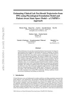 Estimating Clinical Lab Test Result Trajectories from PPG using Physiological Foundation Model and Patient-Aware State Space Model -- a UNIPHY+ Approach